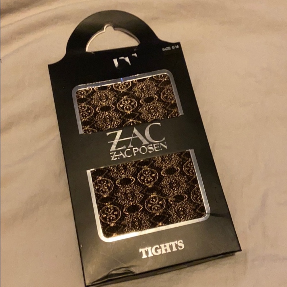 NWT never worn Zac Posen tights, gold and black